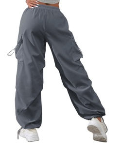 2025 American Retro High Waist Sport Cargo <b>Pants</b> for Ladies Casual Jogger with Versatile Pockets Logo Decoration Silk Material - Product Image 3