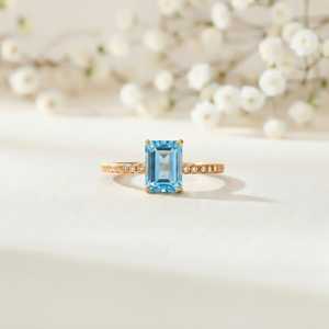Anillo de Eternidad de Plata de Ley 925 con Diseño Romántico Clásico, Anillo con Piedra de Topacio Azul Cielo Natural, Anillo para Uso Diario - Product Image 4