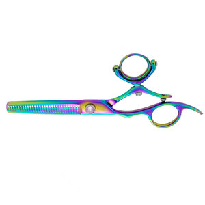 Ciseaux de coiffure professionnels multicolores pour droitiers, pivotants, en acier, à tension réglable par vis, pour salon de coiffure - Product Image 5