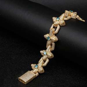 925 Sterling Silver Moissanite Hip Hop <b>Chain</b> Bracelet Gold Plated <b>Iced</b> <b>Out</b> Cross Link Round Brilliant Cut for Gift Party - Product Image 4