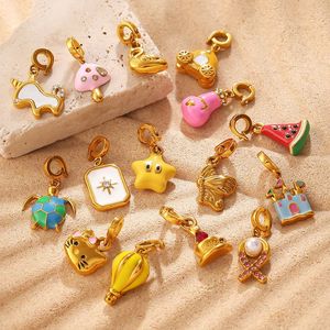 Joyas de playa de acero inoxidable con dijes de esmalte de cuento de hadas, colgantes de bikini de hongos Kawaii para chicas Y2K - Product Image 3