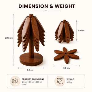 Wooden 5 in 1 Collapsible Trivet Set | Foldable Hot Pot <b>Stand</b> & Coaster Wooden <b>Pan</b> Holder-Kitchen and Dining Table Decor - Product Image 5