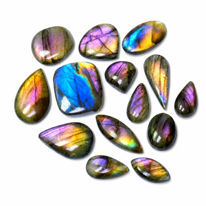 Natural Purple Fire Labradorite Loose Gemstone Smooth Cabochon Mix Shape for Jewelry Making - Product Image 1