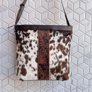 Bolso de mano de cuero de vaca auténtico para mujer, bandolera Bohemia tallada, de Color turquesa, superventas - Product Image 1