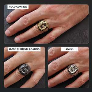 Anillo Personalizado BOJ 030 con Nombre Grabado y Logotipos Personalizados, Hecho a Mano en Plata 925 con Baño de Oro, Diseño Exclusivo, Precio Bajo en Oferta - Product Image 2