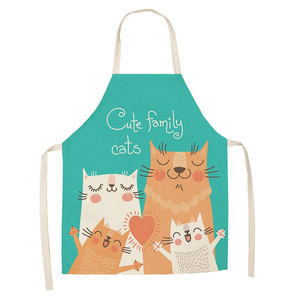 Cute Cartoon Cat Printed Cotton Waist <b>Kitchen</b> <b>Apron</b> Sleeveless Cooking Eco-Friendly for Men Women Home Cleaning - Product Image 4