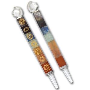 7 Chakra Bonded Spiral <b>Wands</b> Agate Gemstone Carved Religious Style with Pendulum Point <b>Love</b> Pattern Crystal for Healing - Product Image 3