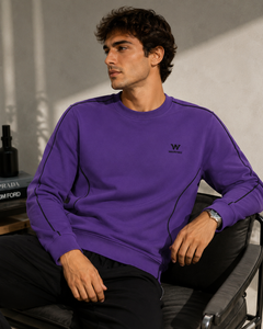 เสื้อสเวตเชิ้ตผู้ชาย Warpro สีม่วง ผ้าฟลีซ คอกลม ทรงปกติ สวมใส่สบายๆ สำหรับฤดูใบไม้ร่วง - Product Image 3