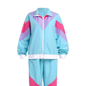 Ensemble coupe-vent 2 pièces pour homme, imprimé color-block, streetwear, veste à col zippé intégral + ensemble de survêtement à boutons-pression latéraux pour hommes - Product Image 6