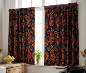 Paisley Ikat Velvet Blackout Window <b>Curtain</b> Each Panel Luxury Decorative Room Darkening Thermal Insulated Drapery <b>for</b> Living - Product Image 3