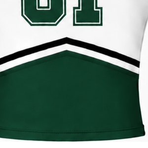 Haut d'uniforme de cheerleading vert foncé personnalisé par le fabricant, sans manches, col en V, pour équipe de danse athlétique, performance et compétition, vêtements de sport - Product Image 6
