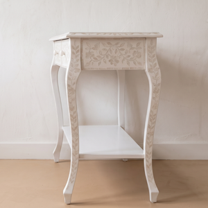 Mesa Consola Moderna con Incrustaciones de Nácar Blanco, Mesa Consola con Incrustaciones de Hueso para Dormitorio, Sala de Estar o Apartamento - Product Image 4