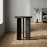 Table basse moderne en bois massif avec base sculpturale à trois colonnes, meuble de salon fait main, facile à nettoyer, décoration de chambre