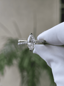 Marquise Lab Grown Diamond Classic Engagement <b>Ring</b> 1.40ct IGI Certified Gold Pav <b>Split</b> Shank Prong Setting Wedding for Women - Product Image 2