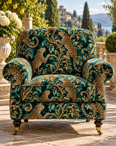 Tela de Terciopelo con Estampado de Leopardo, Tela Verde Dorada para Decoración de Muebles - Product Image 1