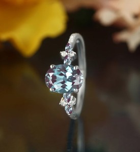 Alexandrite Oval Cut <b>Ring</b> <b>925</b> Sterling <b>Silver</b> Vintage Engagement & Wedding Jewelry Color Change Gemstone for Women Party Gift - Product Image 3
