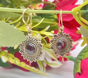 Hot Selling <b>Garnet</b> Gold Plated <b>Earring</b> Handmade Brass Gold Gemstone <b>Earring</b> Fashion Dangle Drop Jewelry - Product Image 4