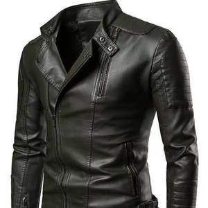 Chaqueta de Cuero Ecológica Premium con Cuello Alto para Hombre, Impermeable, Estilo Formal con Logotipo Frontal, Cuero Formal de Lujo - Product Image 2