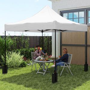 10FT X 10FT Replacement Canopy Top UPF50+ Protection <b>White</b> Pop up Canopy Tent with 4 <b>Sand</b> Bags Tent Accessories - Product Image 2