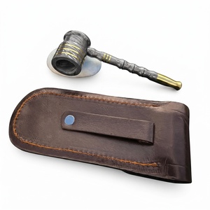 Jexmoo Pipa de Fumar Reutilizable de Acero de Damasco de Lujo Hecha a Mano con Funda de Cuero, Regalo para Papá, Esposo, Novio - Product Image 4