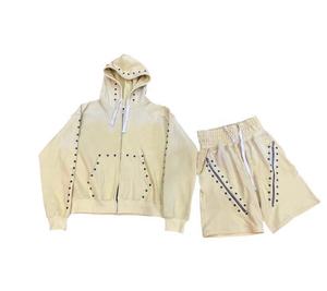 Street Wear Summer Clothing Custom Rhinestone <b>Men</b> <b>Short</b> <b>Set</b> High Quality Acid Washed <b>Hoodie</b> <b>And</b> <b>Shorts</b> Plus Size <b>Men's</b> <b>Sets</b> - Product Image 5