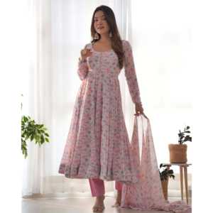 Conjunto de Vestido Anarkali Rosa y Pantalón con Dupatta para Mujer, Talla XS, Marca KB Beautiful, Ideal para Fiestas - Product Image 2