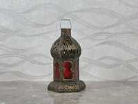 Lanterne carrée en verre rouge métallique |   Lanterne à bougie écologique gravée à la main |   Décorations de Noël, d'anniversaire et islamiques |   Petit Grand