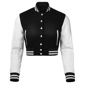 Veste universitaire personnalisée pour femme, style crop top, mode urbaine, baseball, lettrage, service d'échantillonnage disponible, approvisionnement en gros - Product Image 3