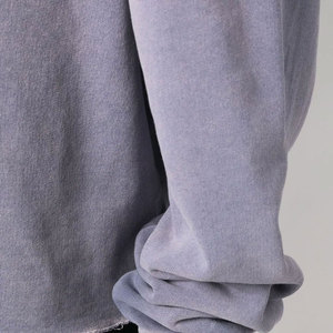 Sweat à capuche court pour homme, épais, délavé, effet soleil, en molleton bouclette 400 g/m² de haute qualité, délavé à l'acide, brodé, collection hiver - Product Image 5