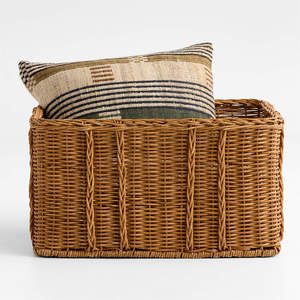 Panier de rangement en rotin tressé à la main, panier organisateur spacieux pour couvertures, coussins et décoration de salon - Product Image 4