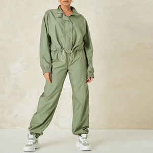 Conjunto de 2 Piezas de Chaqueta Cortavientos Holgada para Mujer, Chaqueta Cortavientos Ligera de Nailon Lisa y Oversize - Product Image 4