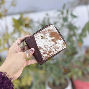 Cartera de Cuero Genuino con Pelo de Vaca, Diseño Único 2026, Cartera para Mujer, Tarjetero, Regalo para Ella - Product Image 1