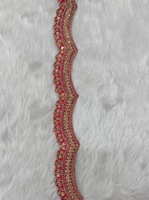 Élégante bordure fantaisie en dentelle avec perles et sequins, ruban ethnique indien de deux pouces, brodé, pour la couture et la décoration de vêtements