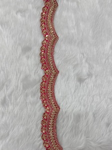 Cinta Decorativa Elegante de Organza con Borde de Encaje, Perlas y Lentejuelas, Estilo Indio, para Novias, Cinco Pulgadas, Bordada, para Coser Prendas - Product Image 4