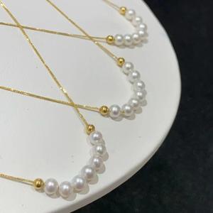 Collier en argent pur S925 avec perle d'eau douce baroque, simple, scintillant, chaîne de clavicule, Y01490, petit collier en perle d'eau douce - Product Image 2