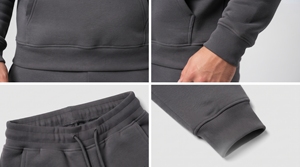 Custom <b>Men</b>’s Grey Hoodie Tracksuit <b>Set</b> 2 Piece Fleece Jogger Sweat Suit Sportswear OEM ODM Private Label Clothing Manufacturer - Product Image 5