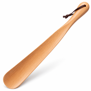 Chausse-pied en bois artisanal avec boucle en cuir, en bois de hêtre lisse, aide ergonomique pour l'enfilage des chaussures, accessoire de rangement pour entrée - Product Image 1