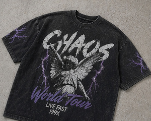 T-shirt graphique vintage délavé à l'acide pour homme, 100 % coton, coupe oversize streetwear, imprimé vieilli, coupe carrée, vêtement décontracté rétro - Product Image 3