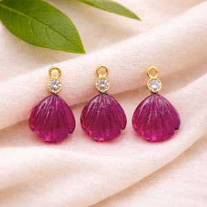 Pendentif en tourmaline rose et quartz, plaqué or, avec breloque en zircon cubique, pierre précieuse sculptée à la main, serti clos, fourniture de bijoux - Product Image 1