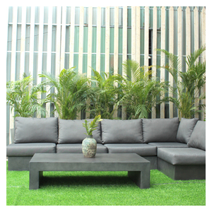 Canapé d'angle modulable en béton gris moderne en forme de L avec accoudoirs à rail, durable pour salon - Product Image 4
