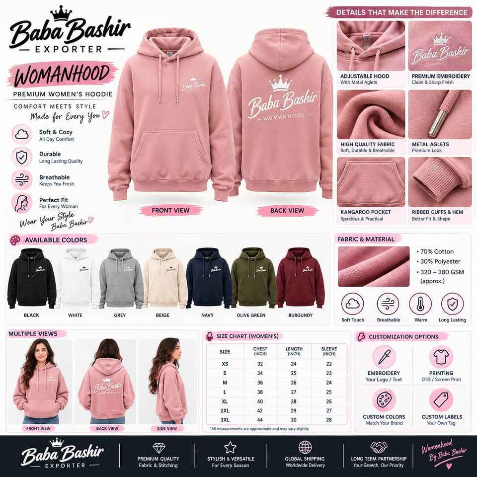 Drafting Knit Pattern BBE1Q Women's Brown Hooded Zip-Up Cropped Sweatshirt Drop-Shoulder Full ...