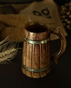 Taza Grande de Madera, Nuevo Estilo, 100% Natural, Taza Vikinga para Cerveza, Hecha a Mano, Taza Marrón de Roble, Jarra de Cerveza de Madera, Precio al por Mayor - Product Image 2