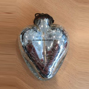 Cœur de Noël suspendu en métal fer forgé, finition argent antique, design classique, pour décoration intérieure, personnalisable - Meilleures ventes - Product Image 1