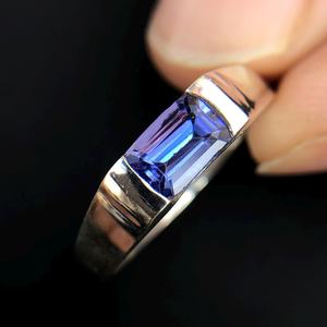 Bague en Tanzanite Naturelle, Argent Sterling, Or Massif 14K, Bague de Fiançailles, Tanzanite Taille Émeraude, Pierre de Naissance de Décembre, Bague Unisexe - Product Image 6