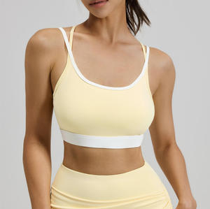 Soutien-gorge de sport noir pour femme avec bordure blanche et logo imprimé, soutien moyen pour l'entraînement et le fitness - Product Image 3