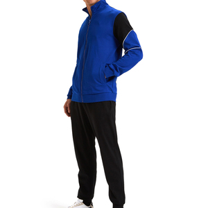 Men's Blue Black Color Block Tracksuit Full <b>Zip</b> <b>Hooded</b> Breathable Printed Sporty Casual Jogging Wear Side Pockets Polyester - Product Image 4