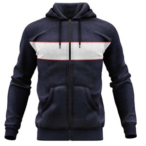 Men's Navy Color Blocking Tracksuit Full <b>Zip</b> <b>Hooded</b> Casual Regular Fit Polyester Cotton Autumn Wear With Side Pockets - Product Image 5
