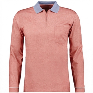 Polo Ligero de Manga Larga para Hombre, Polo Moderno con Cuello de Cremallera para Oficina y Uso Casual, Corte Regular - Product Image 1
