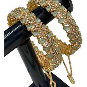 Precios Bajos, Colores Personalizados, Conjuntos de Joyería de Moda para Bodas y Fiestas de Compromiso Indias, Brazaletes Chapados en Oro Hechos a Mano para Mujer - Product Image 1