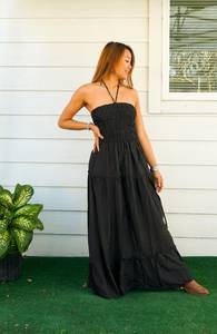 Best Seller Casual Tie Dye Maxi vestido de diseño de moda con estilo moderno tejido de manga larga Maxi vestido - Product Image 5